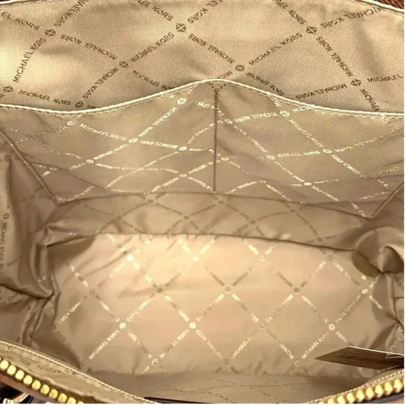 Michael Kors Large Charlotte Tote Bag Luggage Leather Luggage Brown - Picture 11 of 14